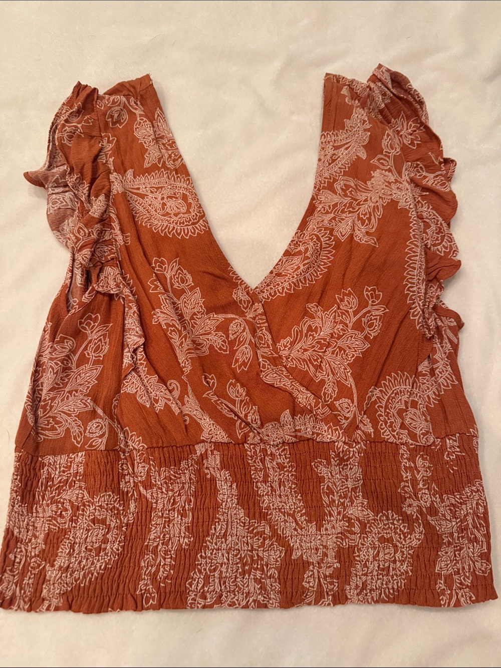 Paper Crane Rust Orange Floral Print Top